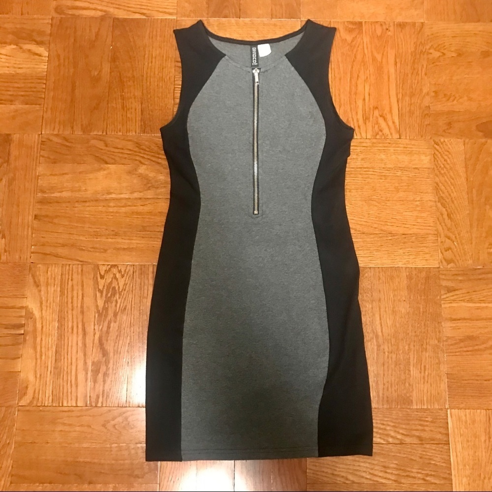 Divided black and grey bodycon dress